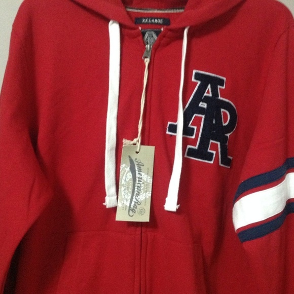 American Rag Men's Varsity Patch Red Hoodie Size L - Picture 3 of 8